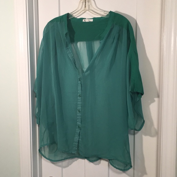 Kariss 💚 Green Button-Down Blouse - Picture 1 of 3